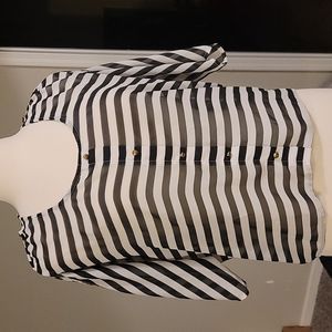 Wishful Park Cold Shoulder Black and White Top
